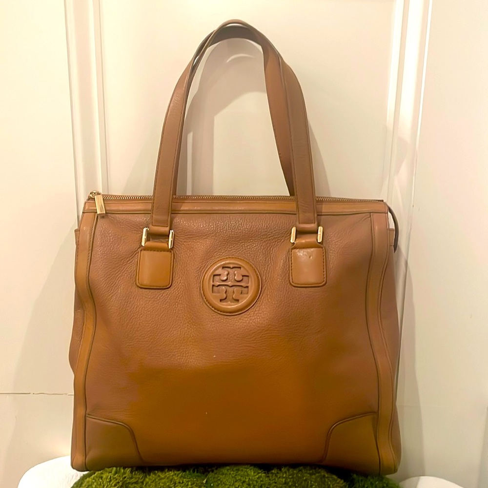 Tory Burch Camel Leather Tote Bag